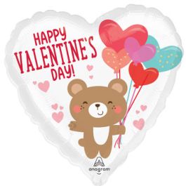 Valentine's Day Bear Hug Foil Balloon 18 Inch Heart - Image 1