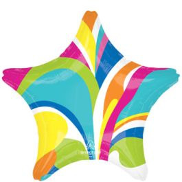 Vibrant Marble Star Foil Balloon 19 Inch - Party Decor - Image 1