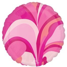Pink Macro Marble Balloon 18 Inch Round Foil - Image 1
