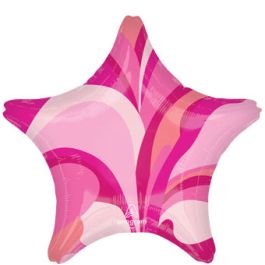 Pink Marble Star Balloon 19 Inch Foil - Image 1