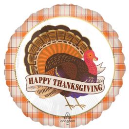 Thanksgiving Turkey Balloon 18 Inch Round Foil Decoration - Image 1
