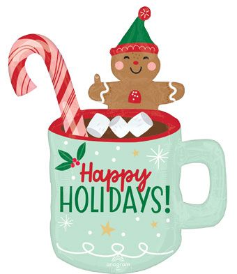 Happy Holidays Mug Balloon - 3-Pack - Image 1