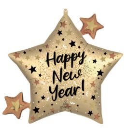 Gold Star Foil Balloon 29 Inch - Happy New Year - Image 1