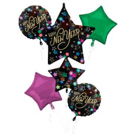 Happy New Year Starlight Foil Balloon Bouquet - Image 1