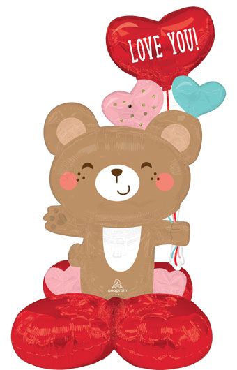 Love You Bear Balloon 35" Foil - Valentine's Day - Image 1