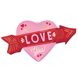 Retro Love You Arrow Foil Balloon 42 Inch - Image 1