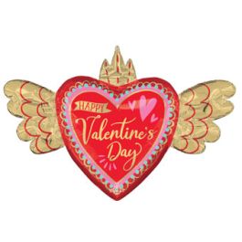 Valentine's Heart Balloon Large Shape 37 Inch Foil - Image 1