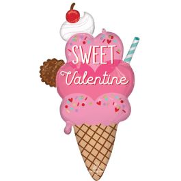 Sweet Valentine Ice Cream Cone Foil Balloon 38 Inch - Image 1