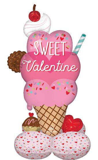 Sweet Valentine Ice Cream Cone Balloon 39" - Image 1