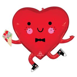 Heart Balloon 28 Inch Foil - Happy Heart Guy - Image 1