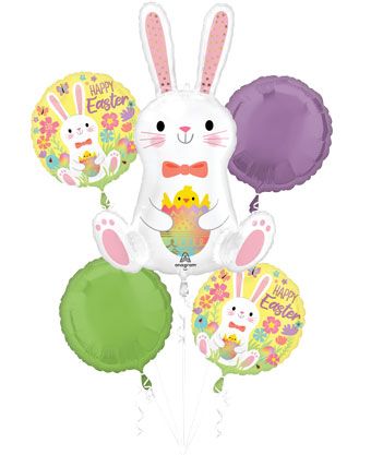 Easter Bunny Balloon Bouquet - 5 Piece - Image 1