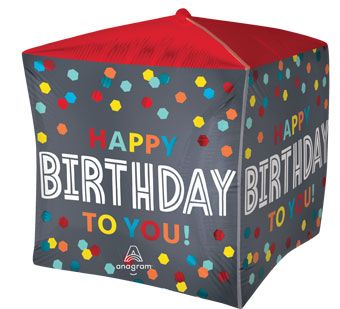 Happy Birthday Cube Balloon - 3-Pack - Image 1