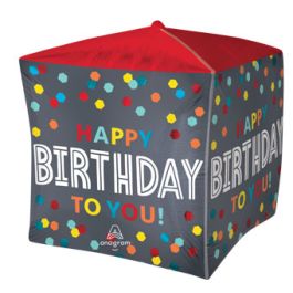 Happy Birthday Cubez Foil Balloon 18 Inch - Image 1