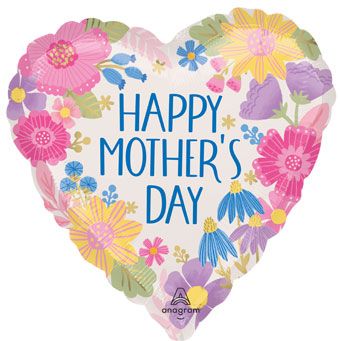 Mother's Day Floral Heart Foil Balloon 18 Inch - Image 1