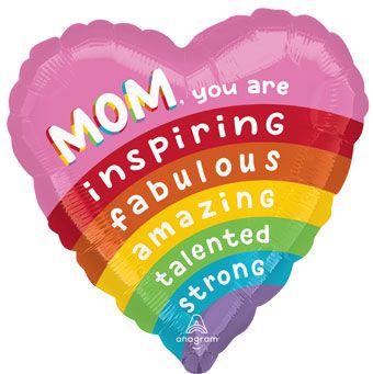 Mom You Are Inspiring Heart Balloon 18 Inch Foil - Image 1