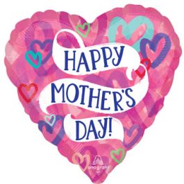 Pink Heart Foil Balloon 18 Inch - Happy Mother's Day - Image 1