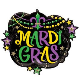 Mardi Gras Beads Foil Balloon 28 Inch - Image 1