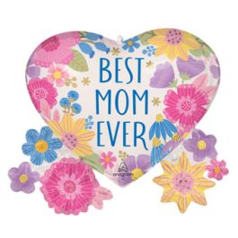 Best Mom Ever Botanical Balloon 29 Inch - Image 1