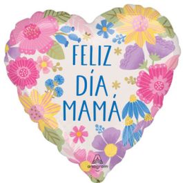 Mother's Day Heart Balloon 18 Inch Floral Foil - Image 1