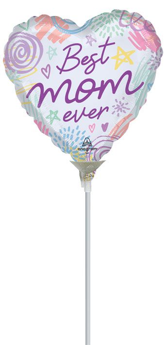 Best Mom Heart Foil Balloon 9 Inch - Mother's Day Decor - Image 1