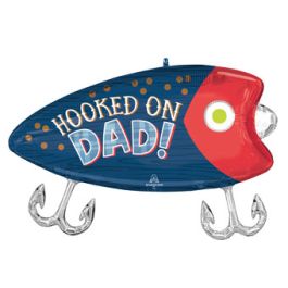 Hooked On Dad Balloon 30 Inch Blue Heart Foil - Image 1