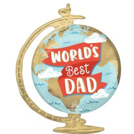World's Best Dad Globe Foil Balloon - 23 Inch - Image 1