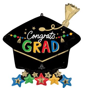 Grad Cap Balloon - 3-Pack - Image 1