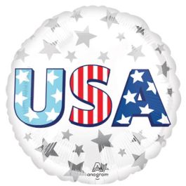 USA Stars & Stripes Foil Balloon 18 Inch Round - Patriotic - Image 1