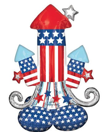 Patriotic Rocket Bursting Airloons Jr. Foil Balloon - 38 Inch - Image 1