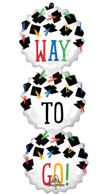 Graduation Balloon 3-Pack - 38" Hats Off Way To Go - Image 1