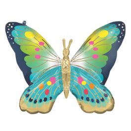 Vibrant Blue Butterfly Foil Balloon 30 Inch Large Shape - Image 1