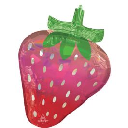 Iridescent Strawberry Foil Balloon 27 Inch Novelty - Image 1