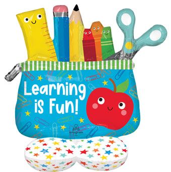 Back to School Learning is Fun Pencil Pouch Balloon 32in - Image 1