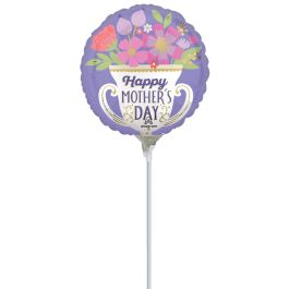 Mother's Day Foil Balloon 9 Inch Round - Floral Tribute - Image 1