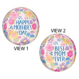 Mother's Day Heart Balloon 16 Inch Floral Foil Decoration - Image 1