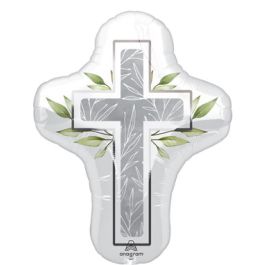 Pearl Cross Foil Balloon 28 Inch - First Communion - Image 1