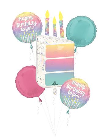 Birthday Cake Balloon Bouquet - Foil - Image 1