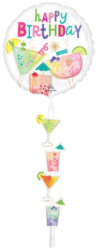 Cocktail Birthday Balloon 24" Foil - Party Supplies - Image 1
