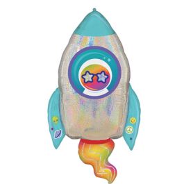 Outer Space Rocket Ship Foil Balloon 29 Inch - Image 1
