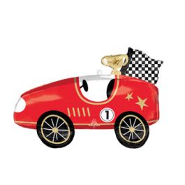 Red Race Car Foil Balloon 31 Inch - Birthday Party Decor - Image 1