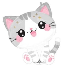 Kawaii Kitty Foil Balloon 24 Inch - 1 Pack - Image 1