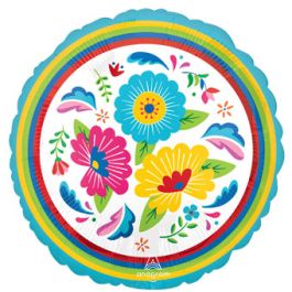 Fiesta Flowers Foil Balloon 18 Inch - Image 1