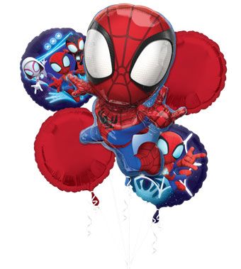 Spider-Man Balloon Bouquet - 5 Piece Foil Set - Image 1