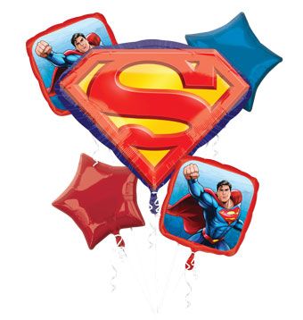 Superman Balloon Bouquet - 4-Piece Foil Set - Image 1