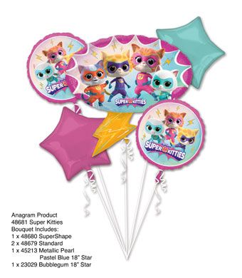 Super Kitties Balloon Bouquet 18" - Party Supplies - Image 1