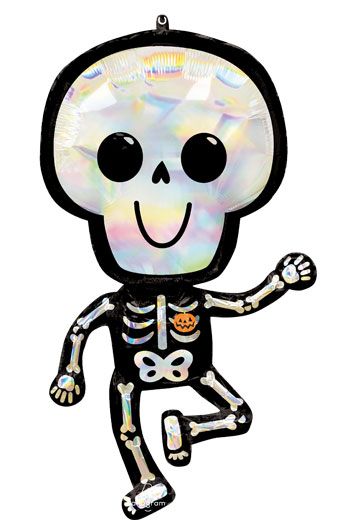 Holo Skeleton Balloon 37" - Halloween Party Decor - Image 1