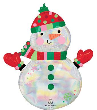 Shimmering Iridescent Snowman Balloon 31" - Image 1