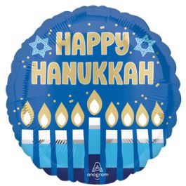 Happy Hanukkah Candles 18 Inch - Blue & Gold - Image 1