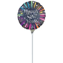 Happy New Year Foil Balloon 9 Inch Round - Celebration Decor - Image 1