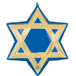 Blue Star of David Foil Balloon 24" - 3-Pack - Image 1